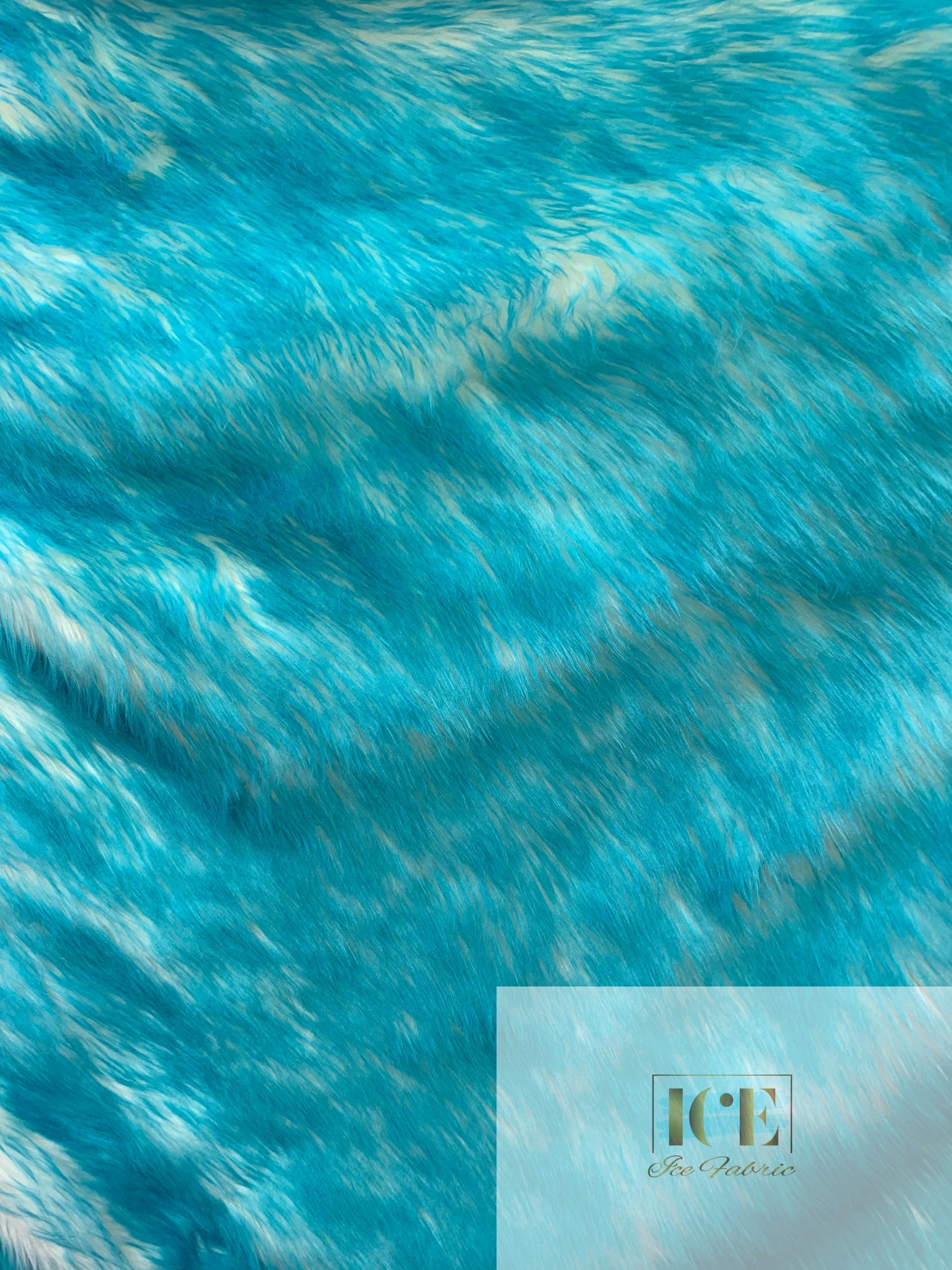 Canadian Fox Fake Animal Faux Fur Fabric ICEFABRIC Turquoise