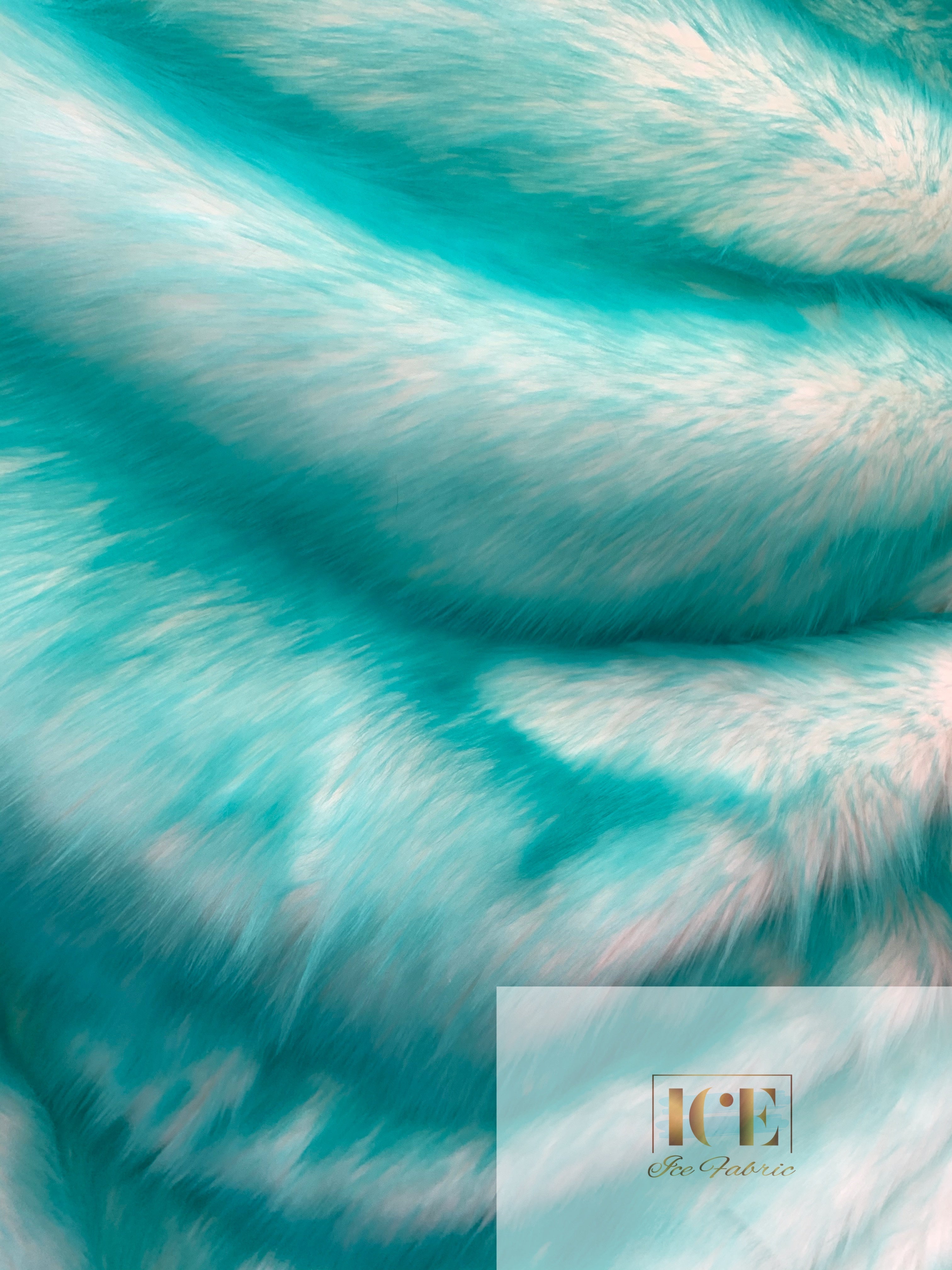 Canadian Fox Fake Animal Faux Fur Fabric ICEFABRIC Aqua