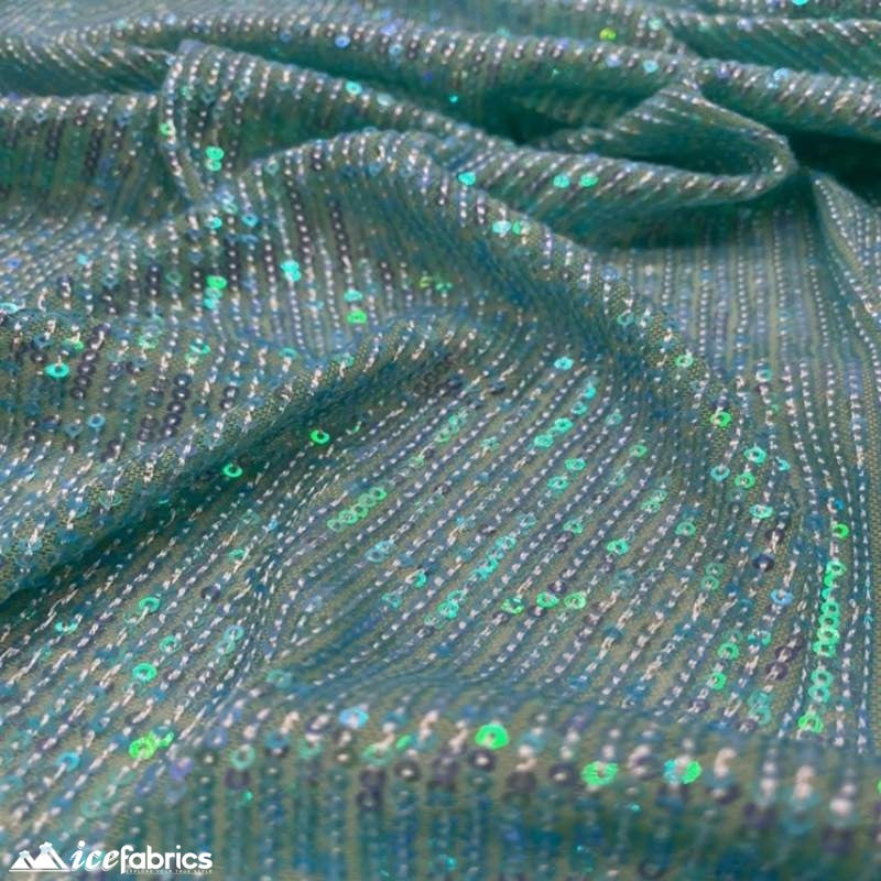 Elegant 2 Way All Over Stretch Sequin FabricICE FABRICSICE FABRICSBy The Yard58 inches WideIridescent AquaElegant 2 Way All Over Stretch Sequin Fabric ICE FABRICS Iridescent Aqua