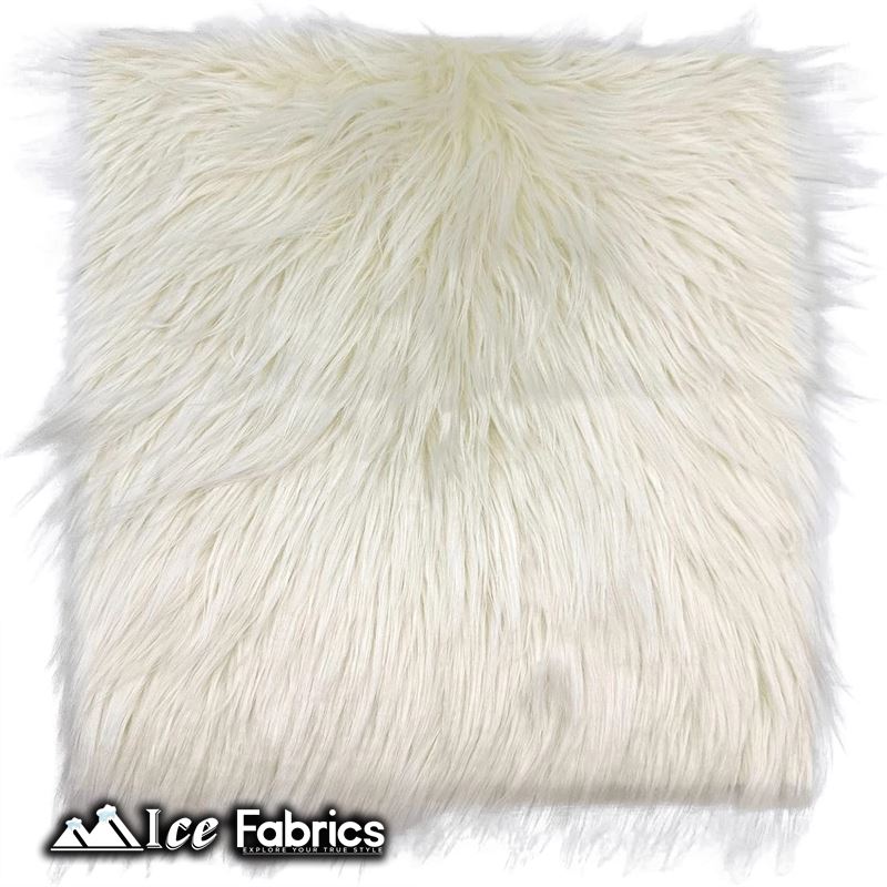 IceFabrics Square Shaggy Long Pile Faux Fur Fabric ICE FABRICS Ivory