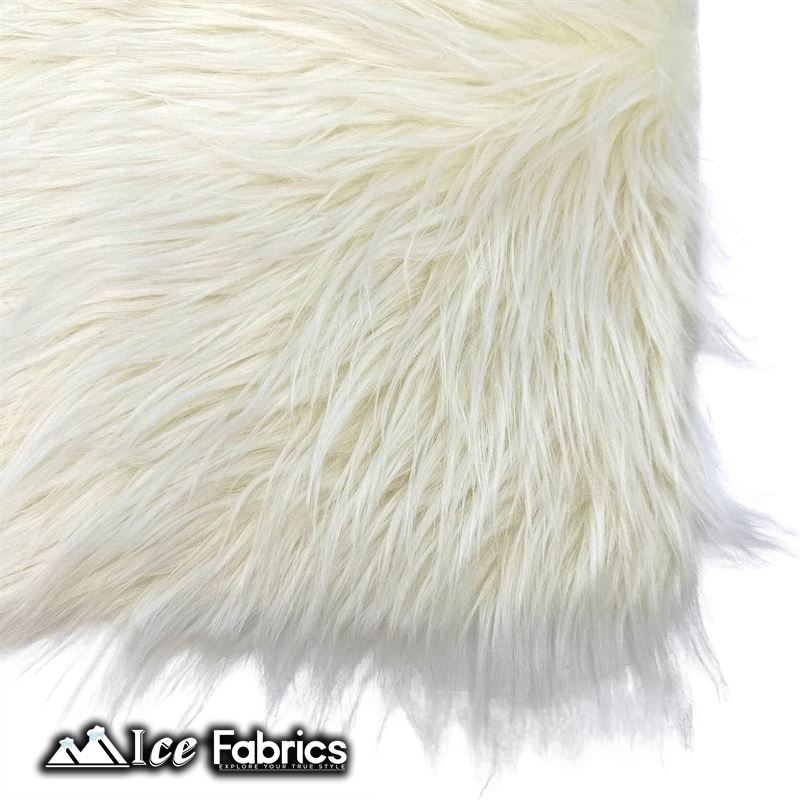 IceFabrics Square Shaggy Long Pile Faux Fur Fabric ICE FABRICS Ivory