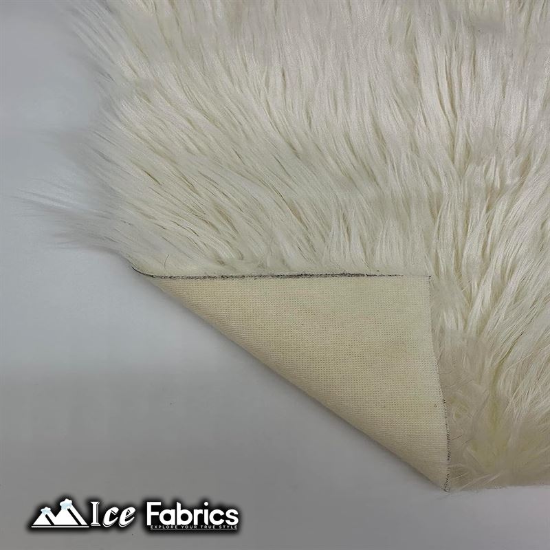 IceFabrics Square Shaggy Long Pile Faux Fur Fabric ICE FABRICS Ivory