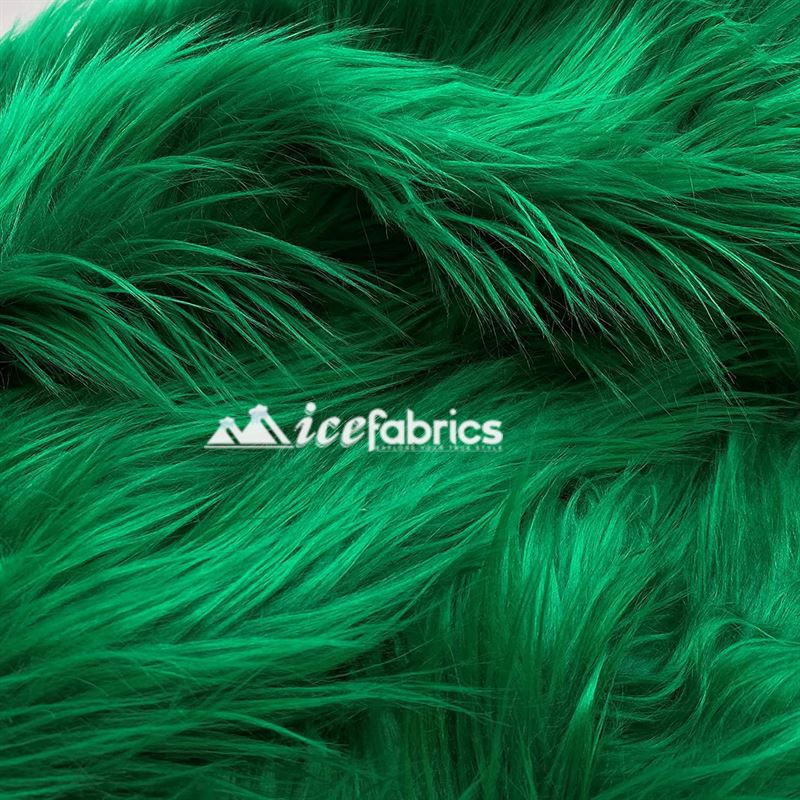 Shaggy Mohair Long Pile Faux Fur Fabric By The Yard ICE FABRICS Kelly Green