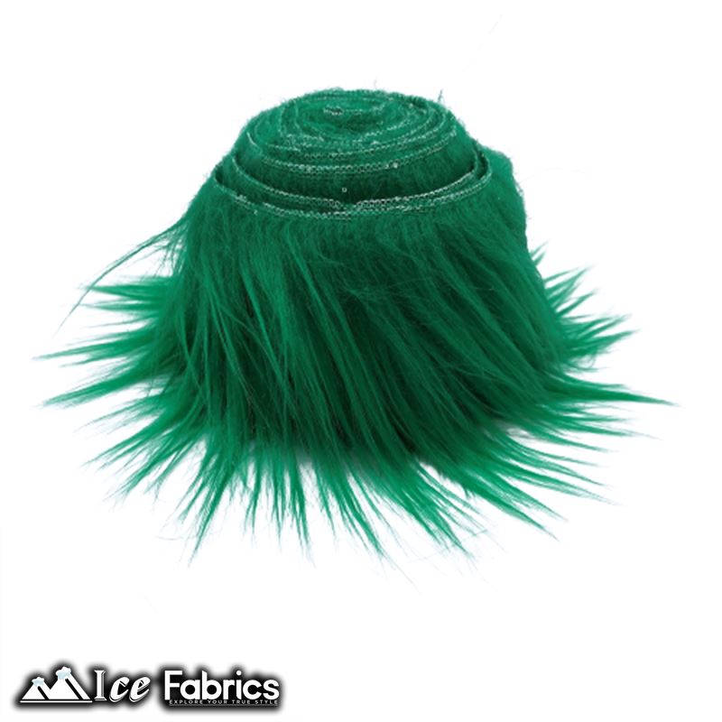 Shaggy Mohair Strips Ribbon Faux Fur Fabric Pre Cut Roll ICE FABRICS Kelly Green