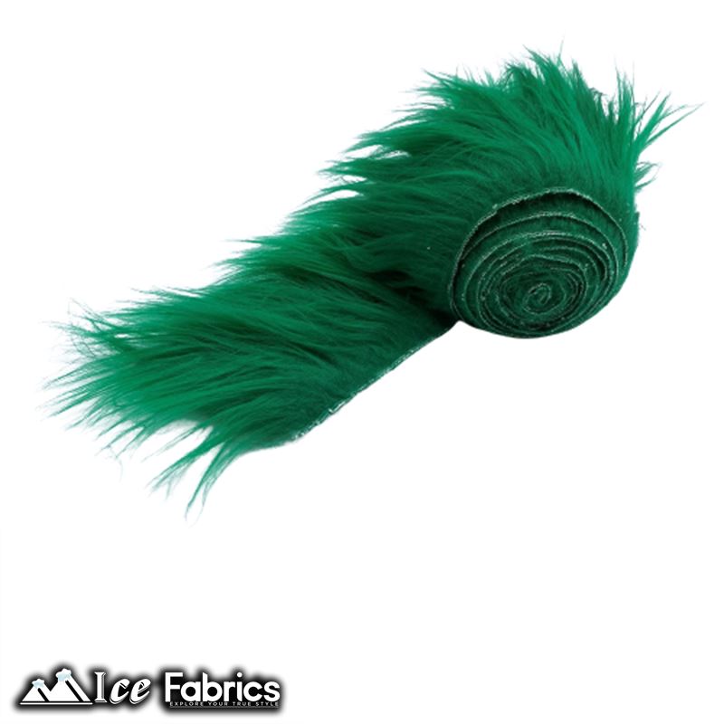 Shaggy Mohair Strips Ribbon Faux Fur Fabric Pre Cut Roll ICE FABRICS Kelly Green