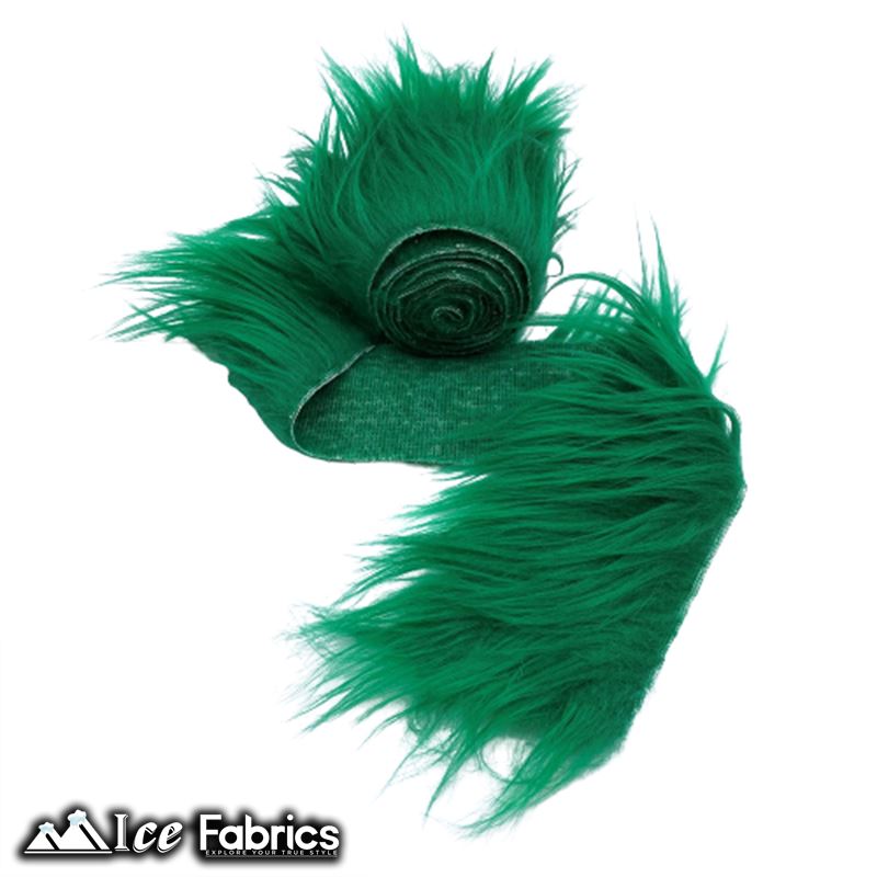 Shaggy Mohair Strips Ribbon Faux Fur Fabric Pre Cut Roll ICE FABRICS Kelly Green