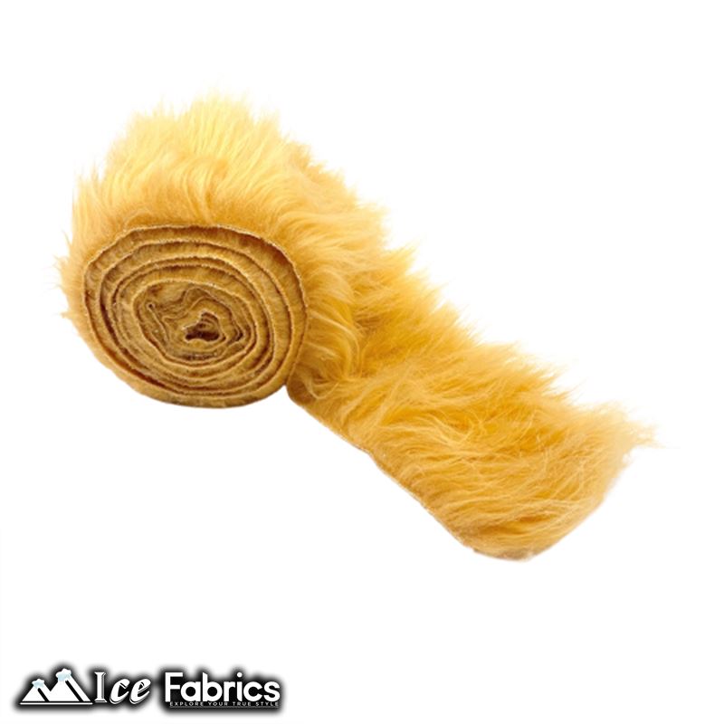 Shaggy Mohair Strips Ribbon Faux Fur Fabric Pre Cut Roll ICE FABRICS Latte
