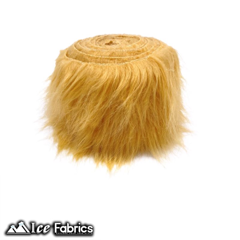 Shaggy Mohair Strips Ribbon Faux Fur Fabric Pre Cut Roll ICE FABRICS Latte
