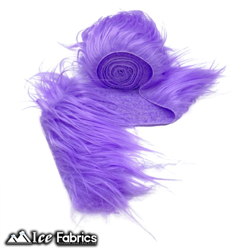 Shaggy Mohair Strips Ribbon Faux Fur Fabric Pre Cut Roll ICE FABRICS Lavender