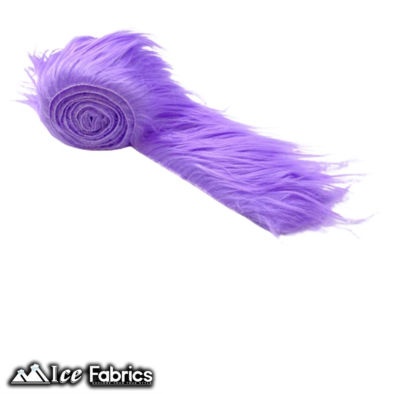 Shaggy Mohair Strips Ribbon Faux Fur Fabric Pre Cut Roll ICE FABRICS Lavender