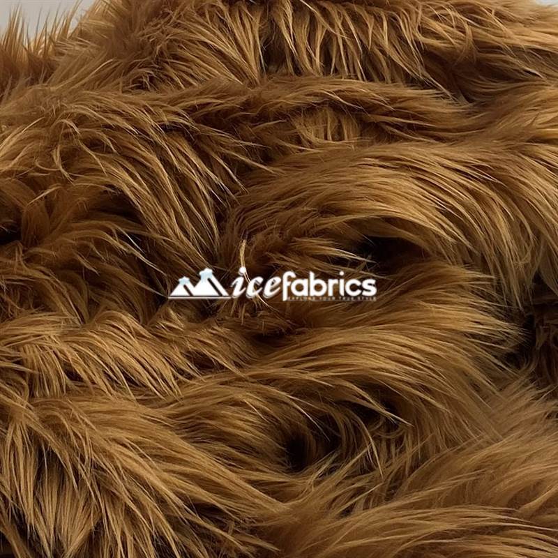 Shaggy Mohair Long Pile Faux Fur Fabric By The Yard ICE FABRICS Light Brown