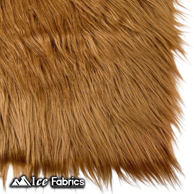 IceFabrics Square Shaggy Long Pile Faux Fur Fabric ICE FABRICS Light Brown