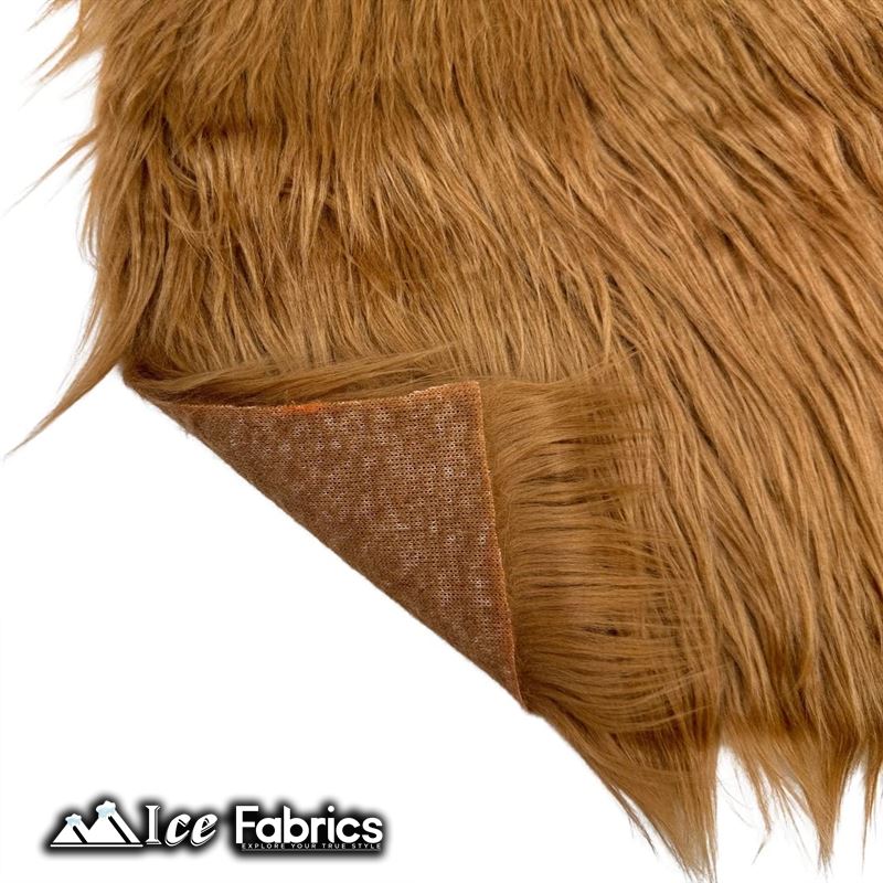 IceFabrics Square Shaggy Long Pile Faux Fur Fabric ICE FABRICS Light Brown