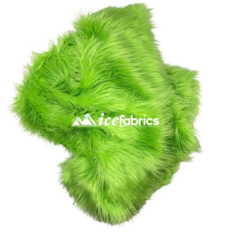 Shaggy Mohair Long Pile Faux Fur Fabric By The Yard ICE FABRICS Lime Green