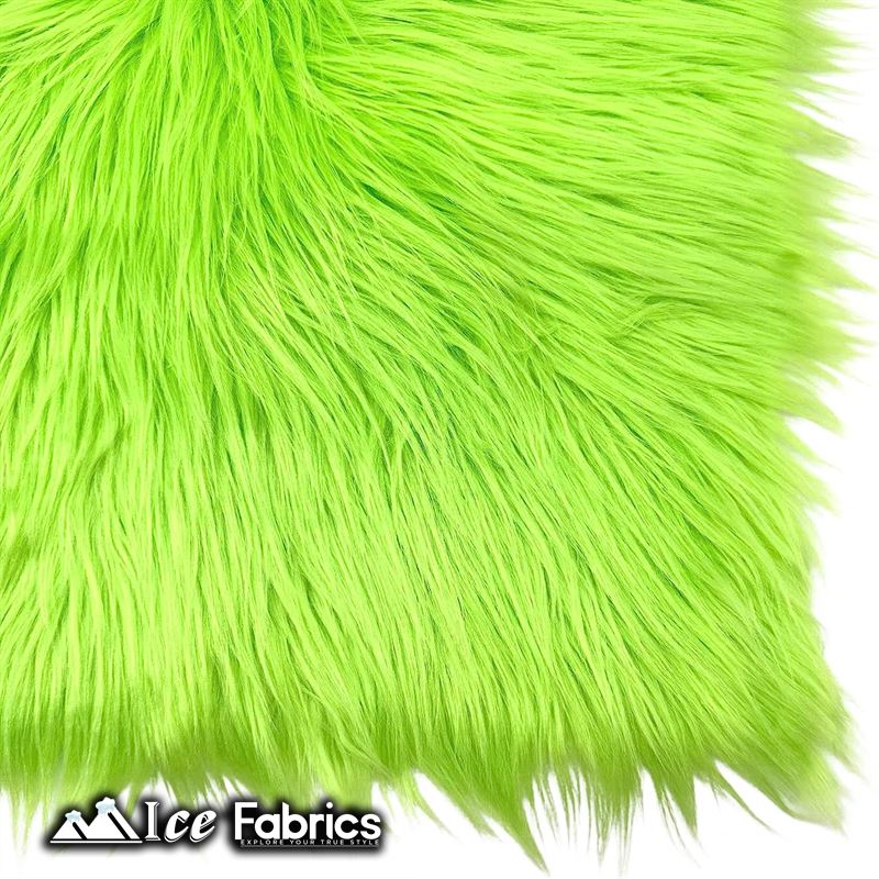 IceFabrics Square Shaggy Long Pile Faux Fur Fabric ICE FABRICS Lime