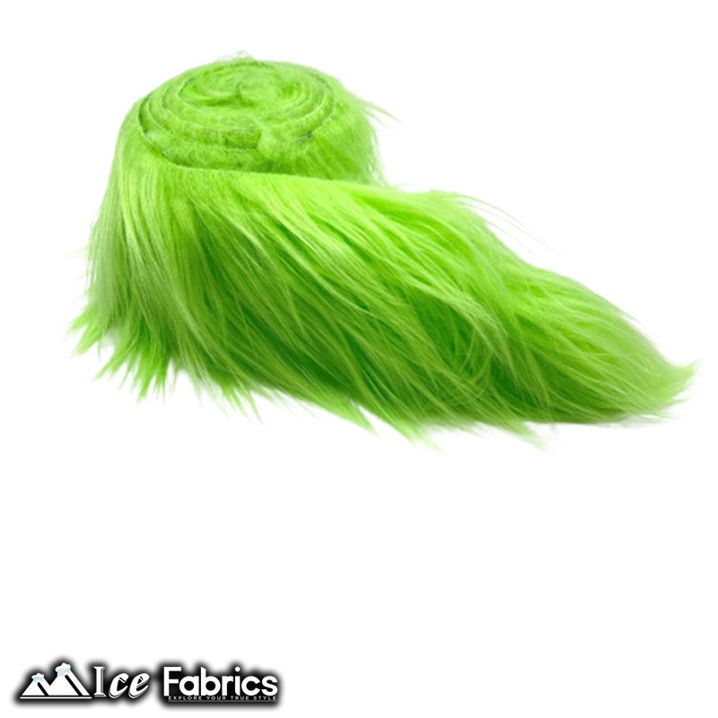 Shaggy Mohair Strips Ribbon Faux Fur Fabric Pre Cut Roll ICE FABRICS Lime Green