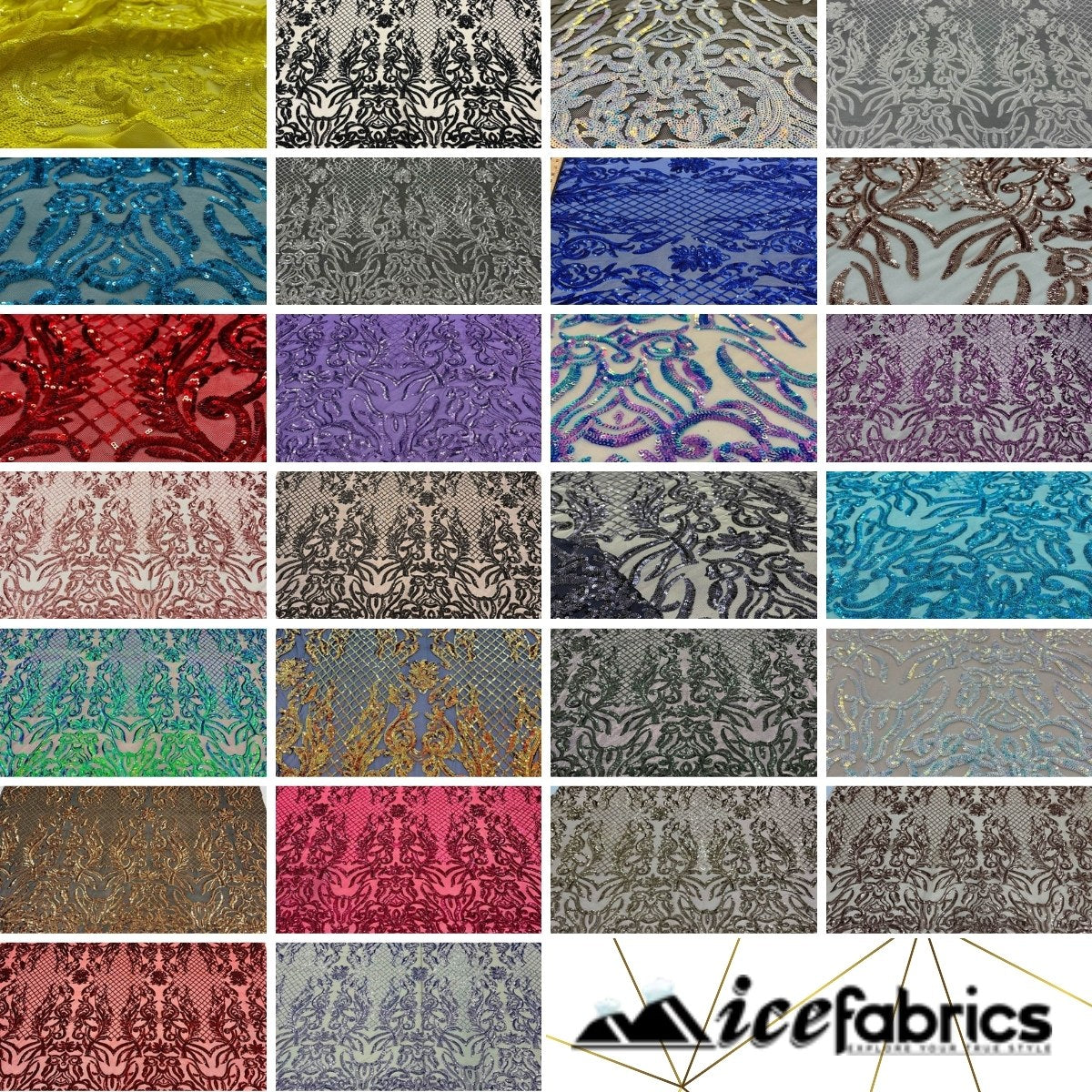 Mia Stretch Sequin Fabric |58” Wide| Embroidery Lace Mesh ICE FABRICS