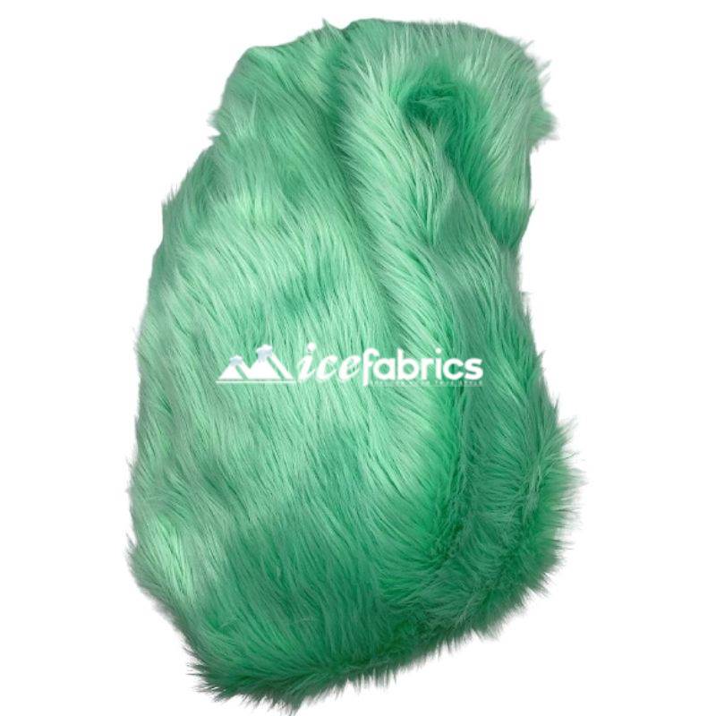 Shaggy Mohair Long Pile Faux Fur Fabric By The Yard ICE FABRICS Mint