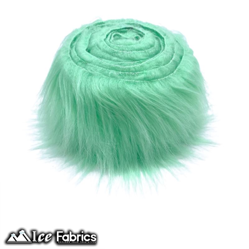 Shaggy Mohair Strips Ribbon Faux Fur Fabric Pre Cut Roll ICE FABRICS Mint