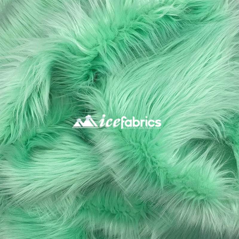 Shaggy Mohair Long Pile Faux Fur Fabric By The Yard ICE FABRICS Mint