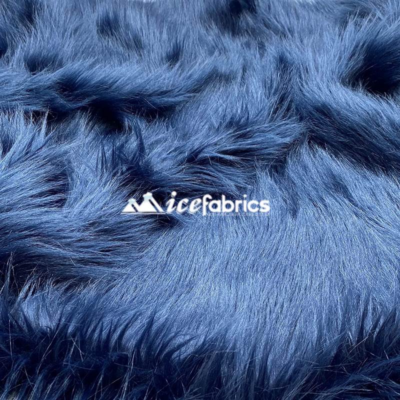 Shaggy Mohair Long Pile Faux Fur Fabric By The Yard ICE FABRICS Navy