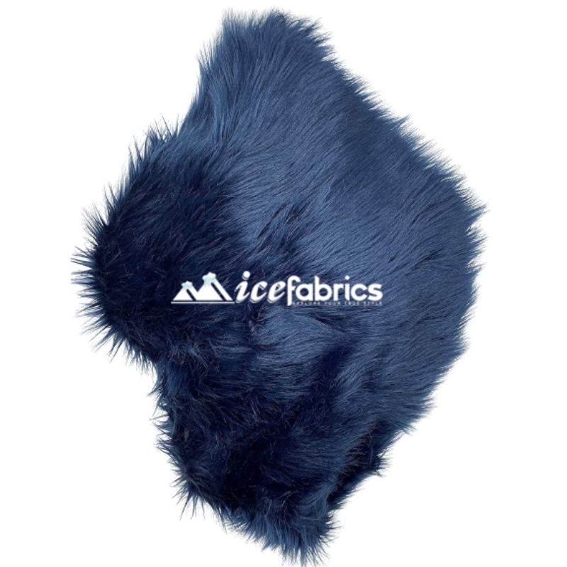 Shaggy Mohair Long Pile Faux Fur Fabric By The Yard ICE FABRICS Navy