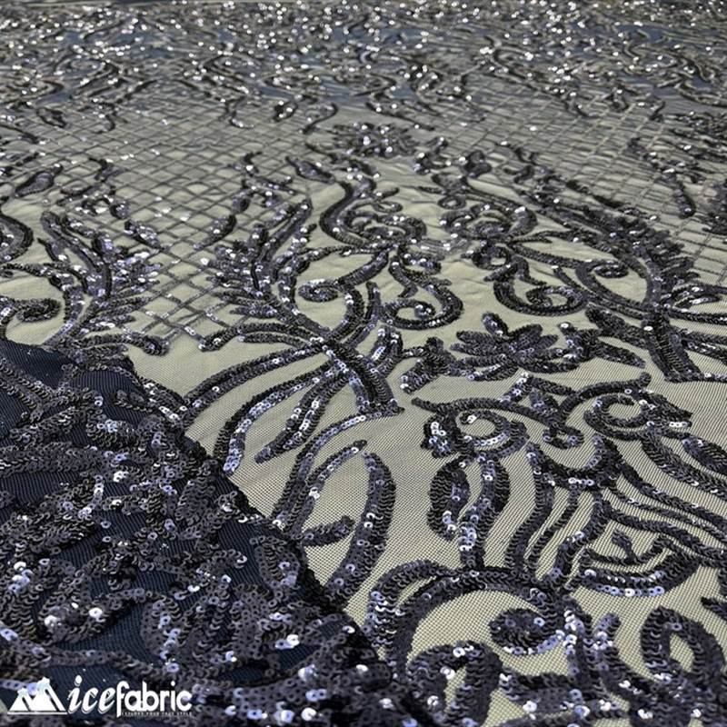 Mia Stretch Sequin Fabric |58” Wide| Embroidery Lace Mesh ICE FABRICS Navy Blue