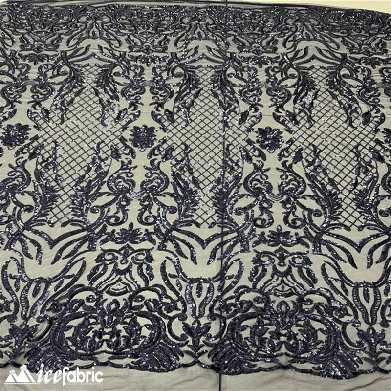 Mia Stretch Sequin Fabric |58” Wide| Embroidery Lace Mesh ICE FABRICS Navy Blue