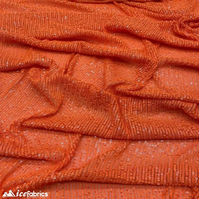 Elegant 2 Way All Over Stretch Sequin FabricICE FABRICSICE FABRICSBy The Yard58 inches WideNeon OrangeElegant 2 Way All Over Stretch Sequin Fabric ICE FABRICS Neon Orange