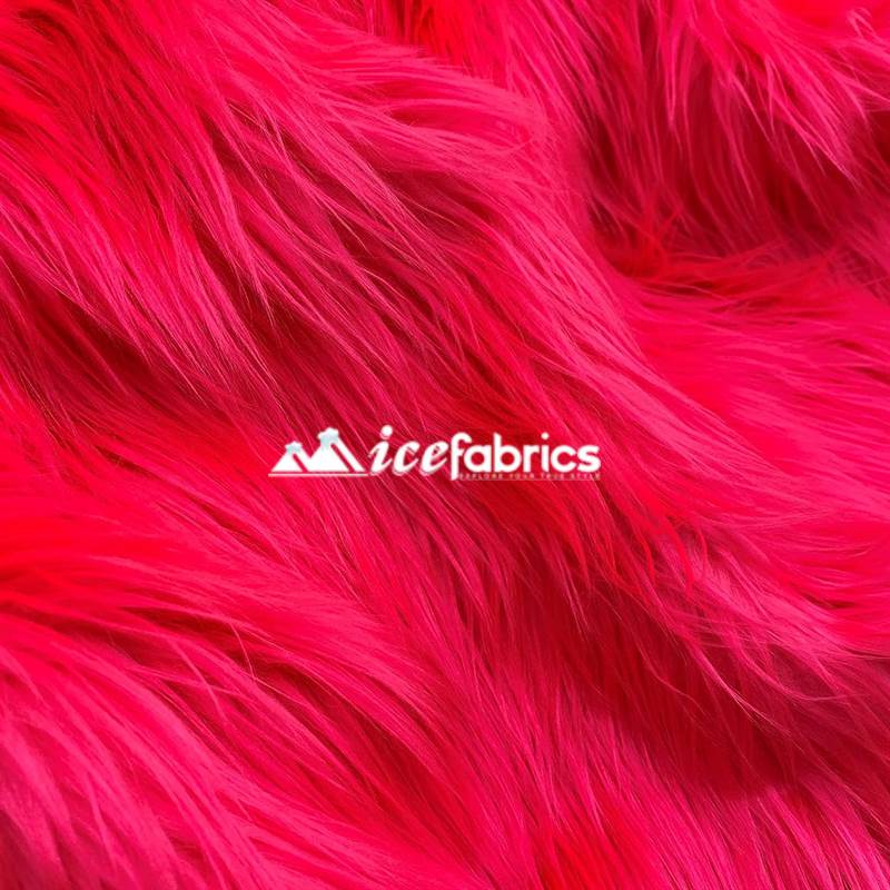 Shaggy Mohair Long Pile Faux Fur Fabric By The Yard ICE FABRICS Neon Pink