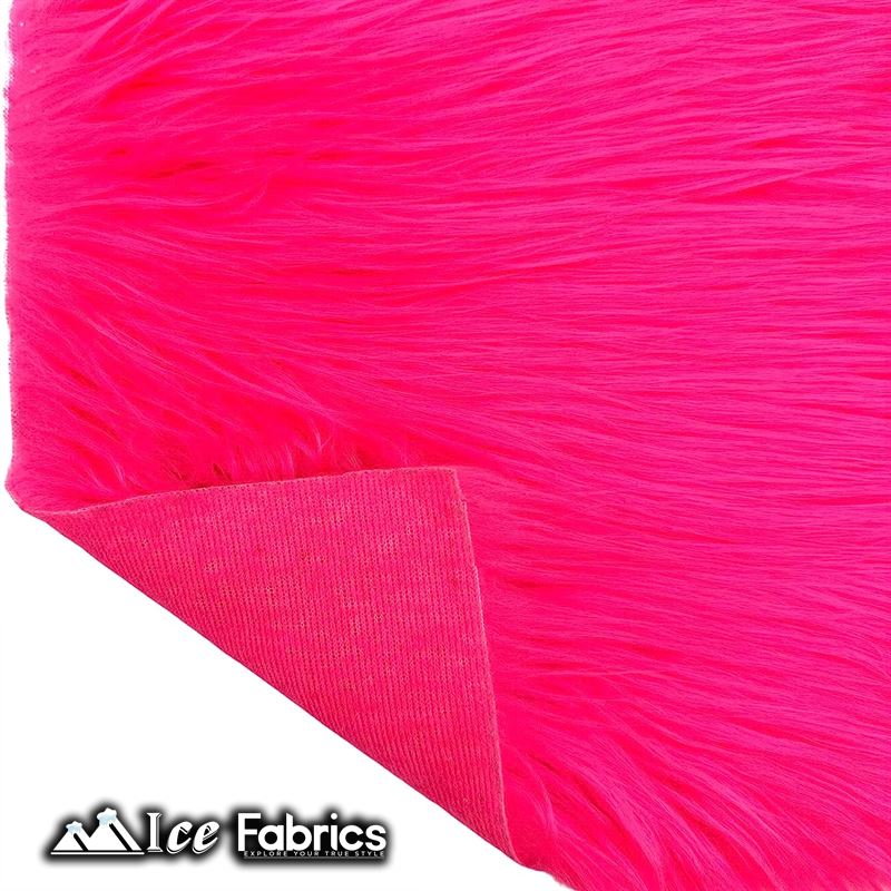 IceFabrics Square Shaggy Long Pile Faux Fur Fabric ICE FABRICS Neon Pink