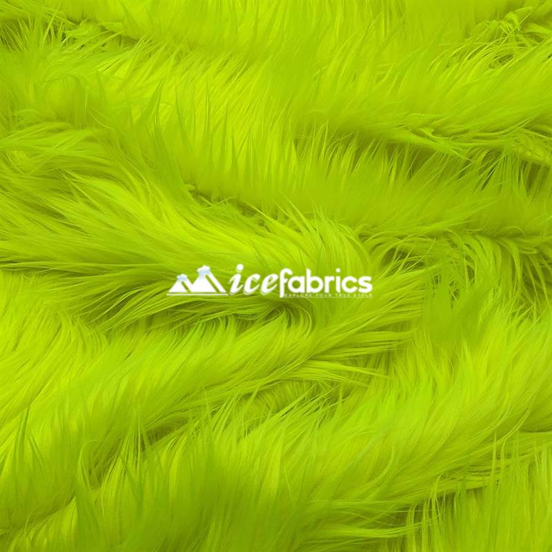 Shaggy Mohair Long Pile Faux Fur Fabric By The Yard ICE FABRICS Neon Yellow