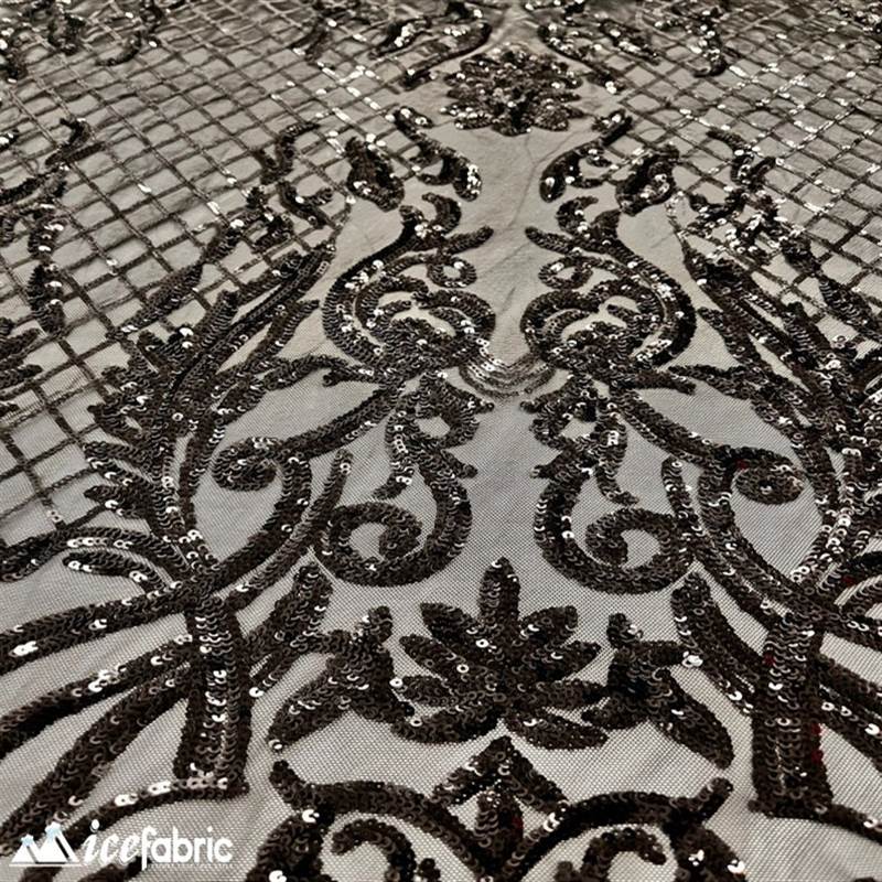 Mia Stretch Sequin Fabric |58” Wide| Embroidery Lace Mesh ICE FABRICS Nude Black