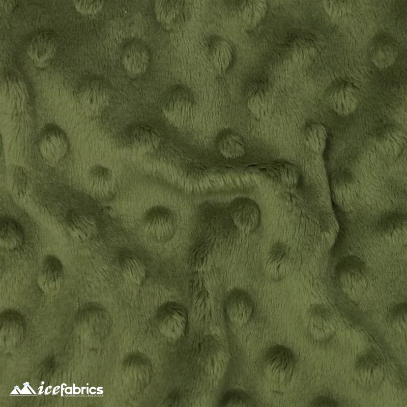 New Colors Dimple Bubble Polka Dot Minky Fabric ICE FABRICS Olive Green