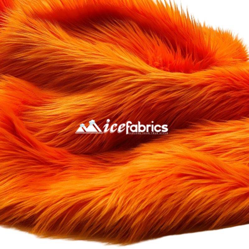 Shaggy Mohair Long Pile Faux Fur Fabric By The Yard ICE FABRICS Orange