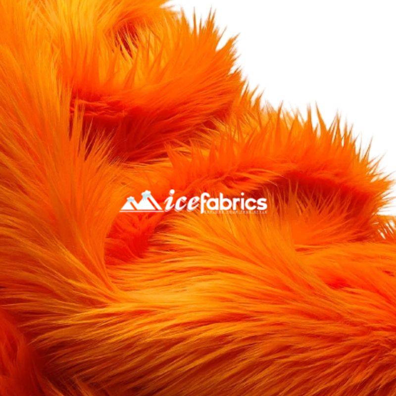 Shaggy Mohair Long Pile Faux Fur Fabric By The Yard ICE FABRICS Orange