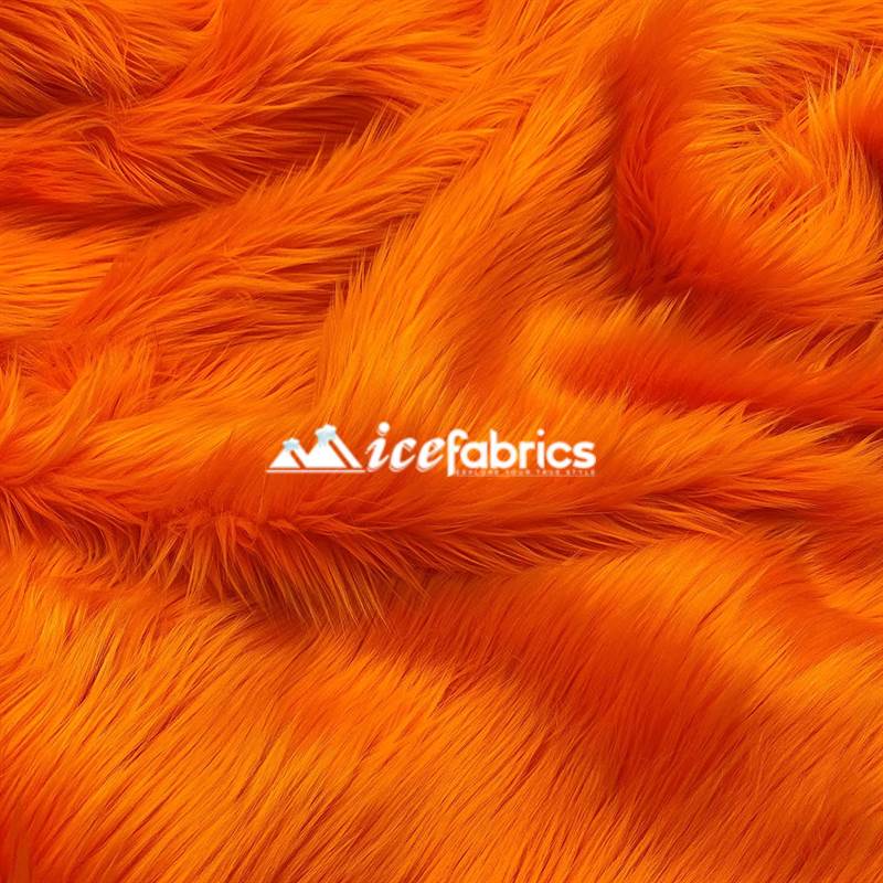 Shaggy Mohair Long Pile Faux Fur Fabric By The Yard ICE FABRICS Orange