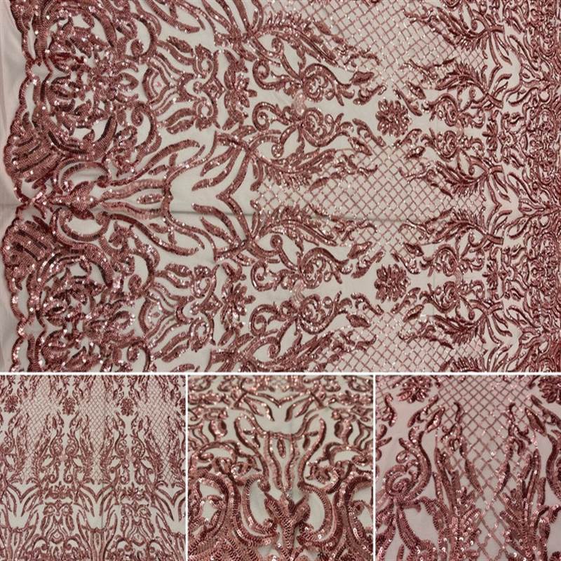 Mia Stretch Sequin Fabric |58” Wide| Embroidery Lace Mesh ICE FABRICS Pink