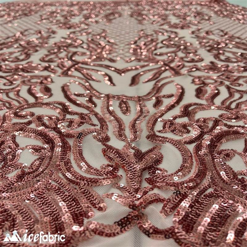 Mia Stretch Sequin Fabric |58” Wide| Embroidery Lace Mesh ICE FABRICS Pink