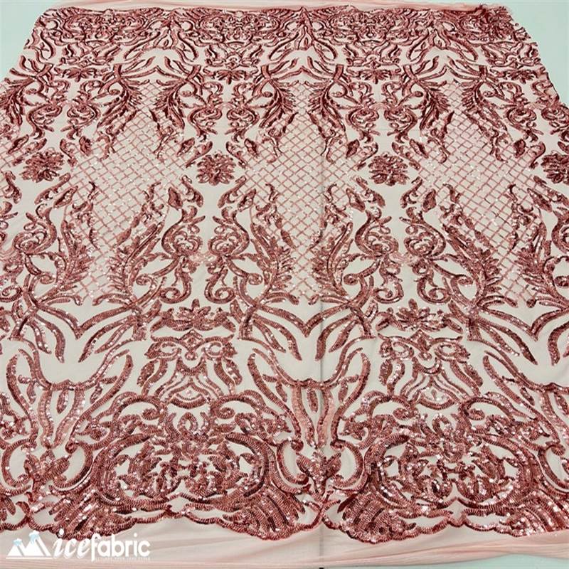 Mia Stretch Sequin Fabric |58” Wide| Embroidery Lace Mesh ICE FABRICS Pink