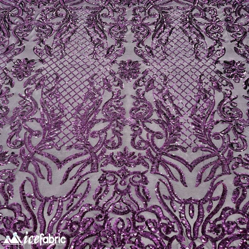 Mia Stretch Sequin Fabric |58” Wide| Embroidery Lace Mesh ICE FABRICS Plum
