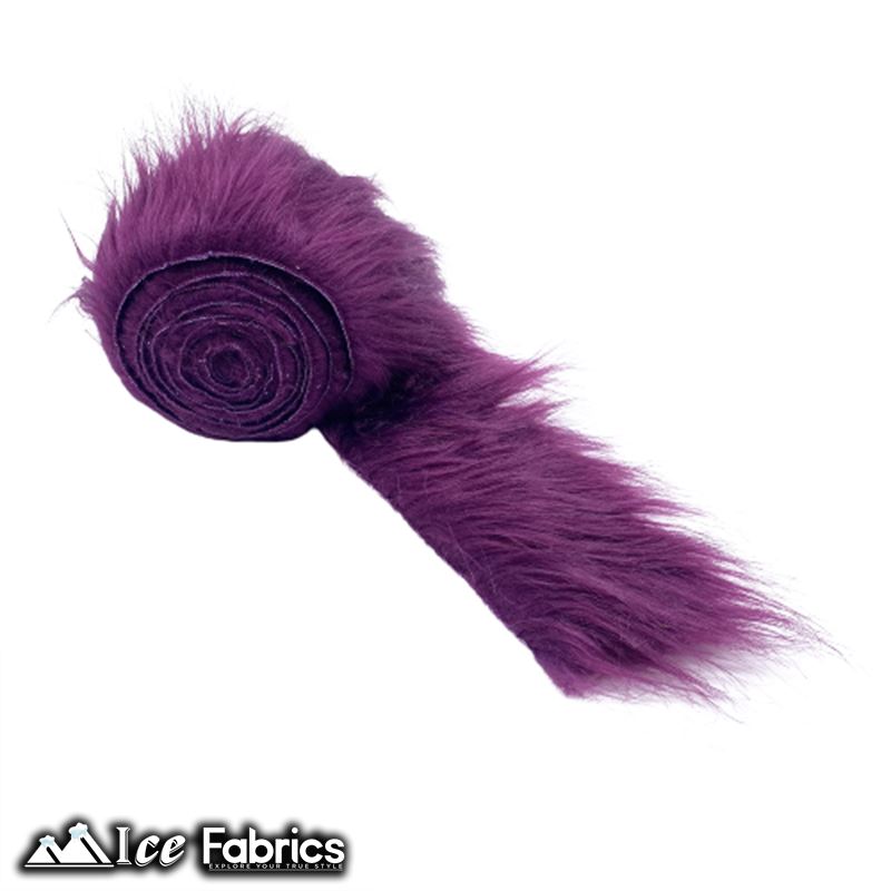 Shaggy Mohair Strips Ribbon Faux Fur Fabric Pre Cut Roll ICE FABRICS Plum