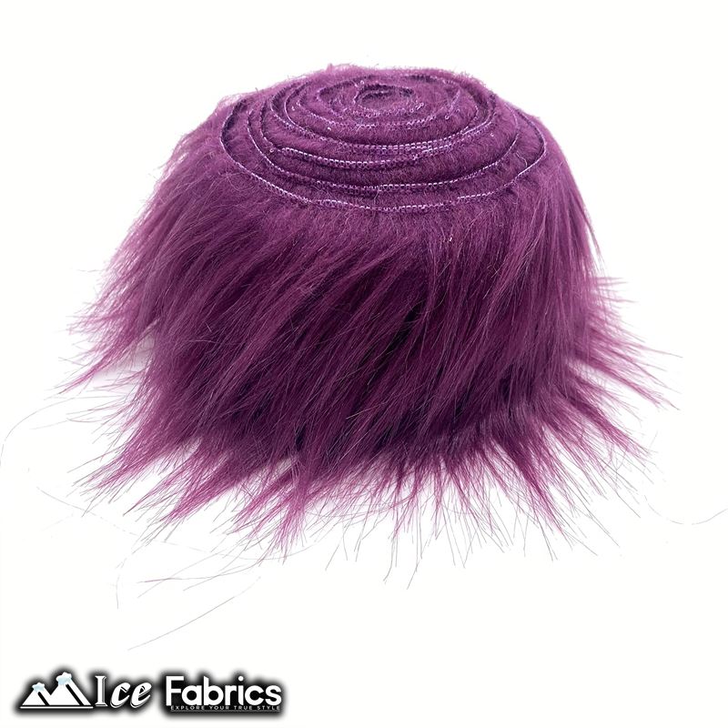 Shaggy Mohair Strips Ribbon Faux Fur Fabric Pre Cut Roll ICE FABRICS Plum