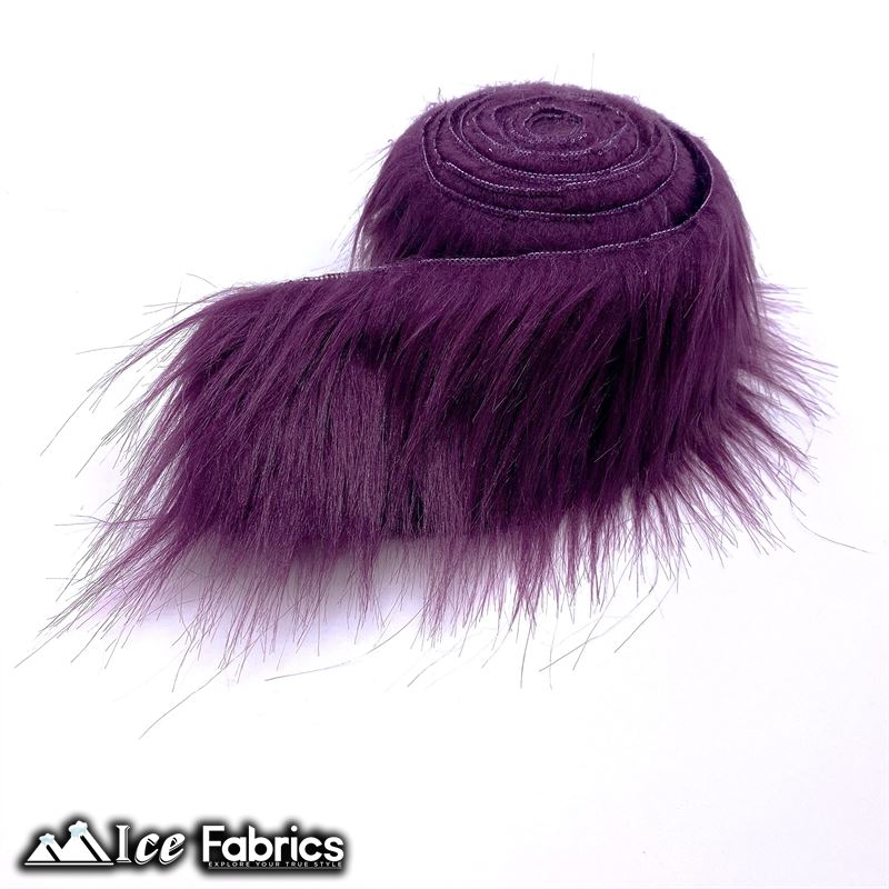 Shaggy Mohair Strips Ribbon Faux Fur Fabric Pre Cut Roll ICE FABRICS Plum