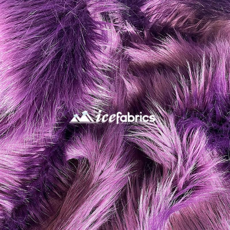 Shaggy Mohair Long Pile Faux Fur Fabric By The Yard ICE FABRICS Plum