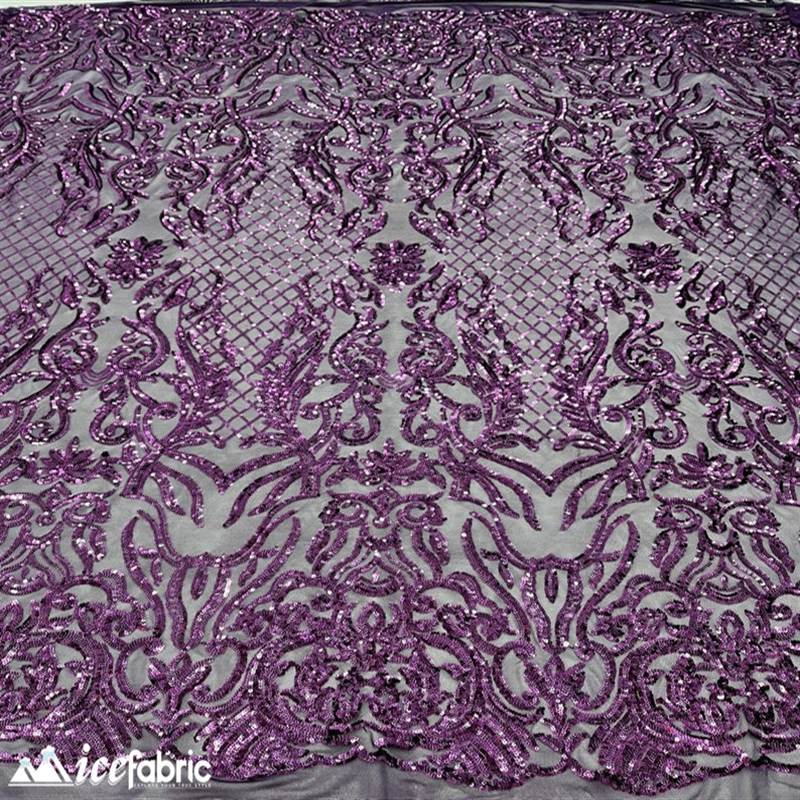 Mia Stretch Sequin Fabric |58” Wide| Embroidery Lace Mesh ICE FABRICS Plum