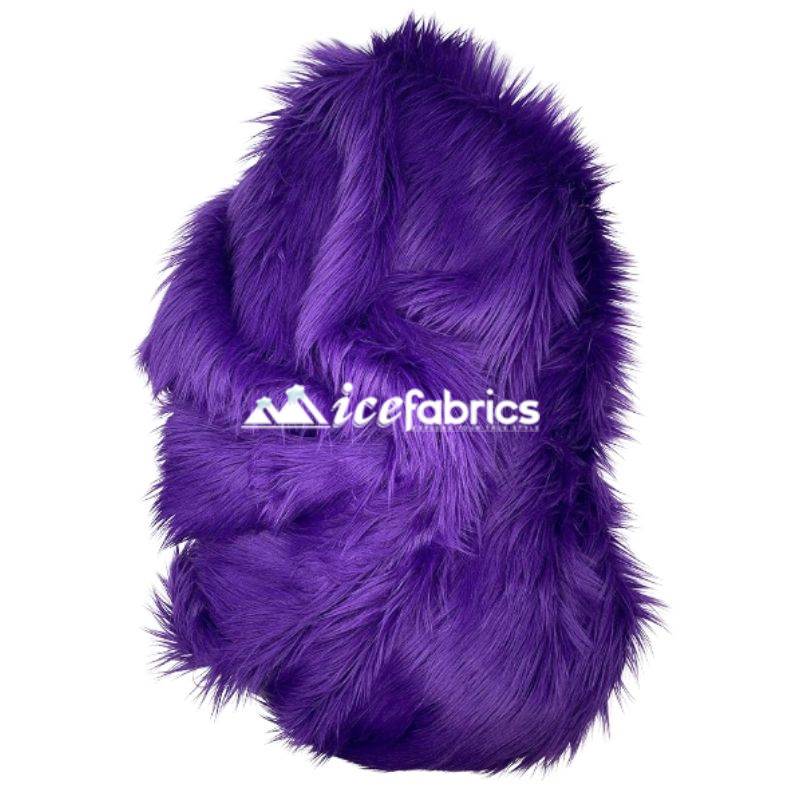 Shaggy Mohair Long Pile Faux Fur Fabric By The Yard ICE FABRICS Purple