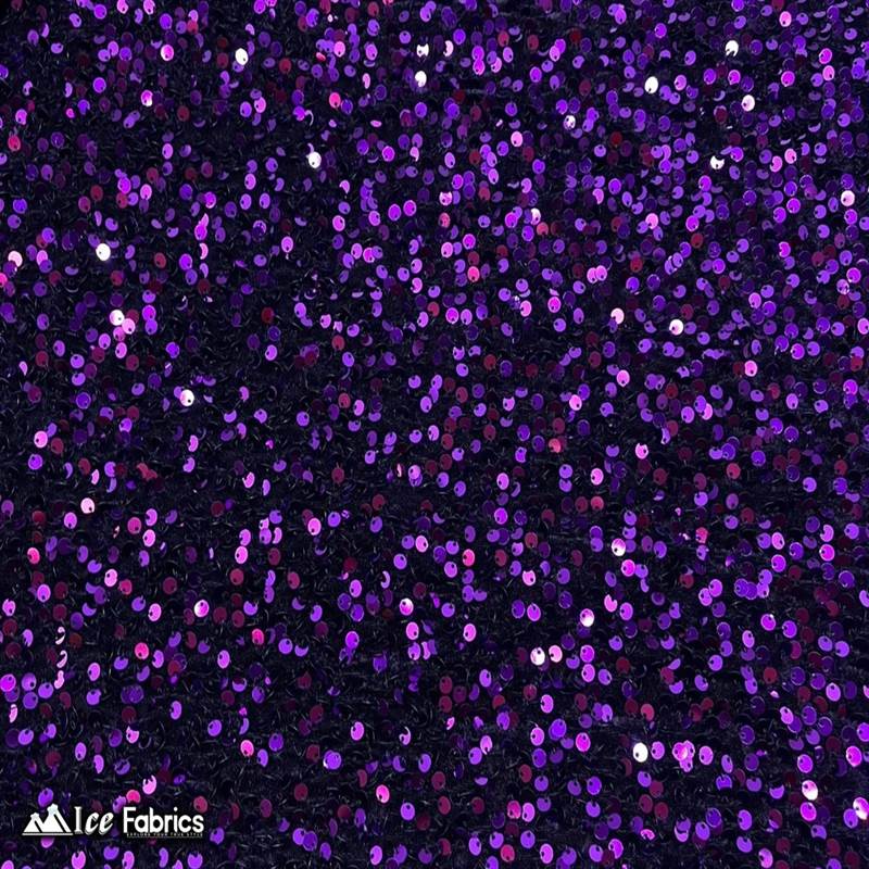 Emma Embroidery Sequins on Velvet Fabric | 2 Way Stretch ICE FABRICS Purple