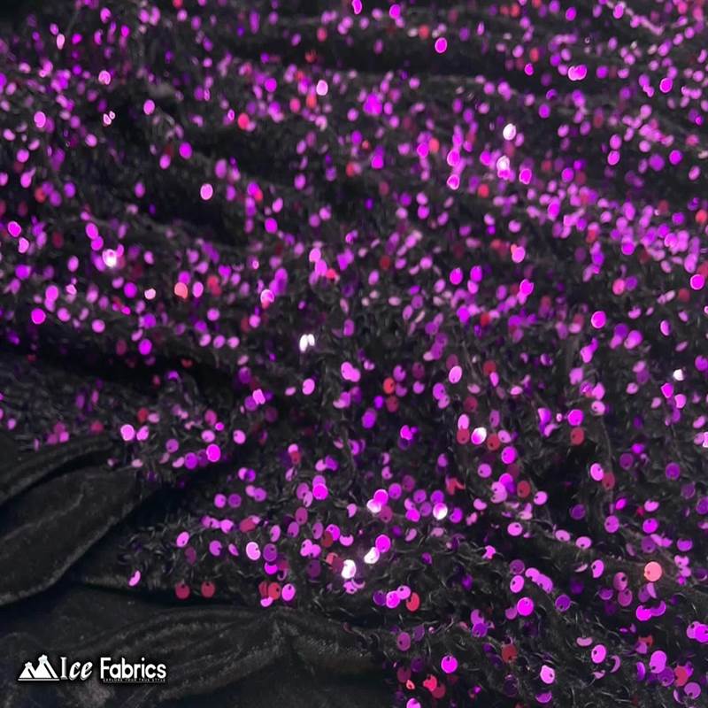 Emma Embroidery Sequins on Velvet Fabric | 2 Way Stretch ICE FABRICS Purple