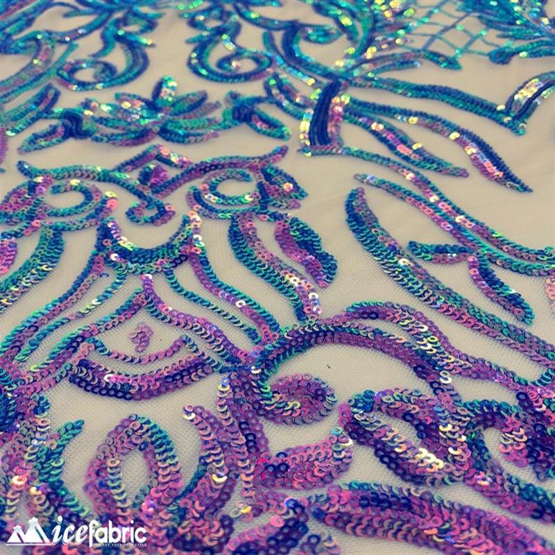 Mia Stretch Sequin Fabric |58” Wide| Embroidery Lace Mesh ICE FABRICS Purple Lilac